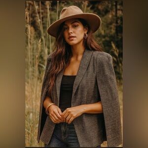 Women's Gray Cape Blazer